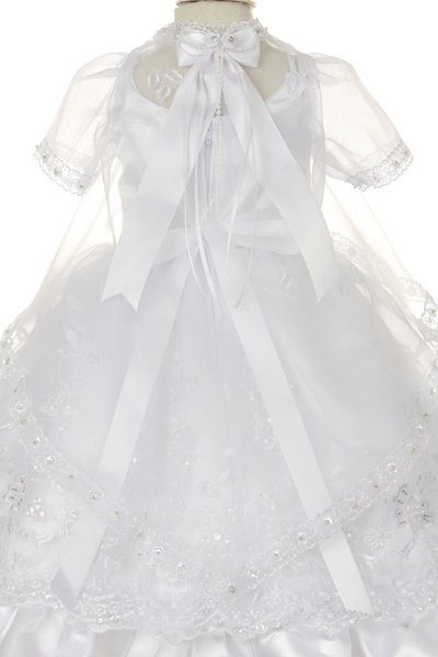 Lace sequin pearl baptism dress